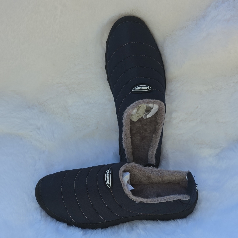 Navy Quilted Slippers